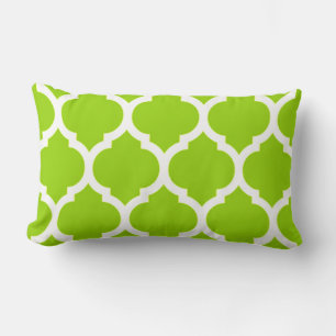 Coussin Rectangle Motif en réseau marocain à quatre feuilles vert ci