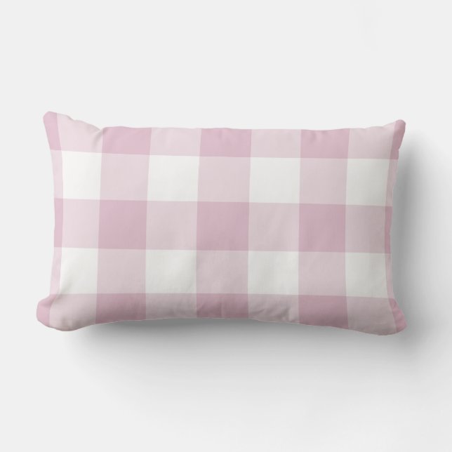 Coussin Rectangle Motif En vichy chèque rose blanc (Recto)