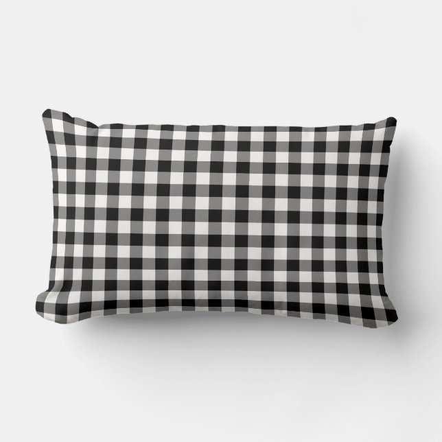Coussin Rectangle Motif En vichy noir et blanc (Recto)