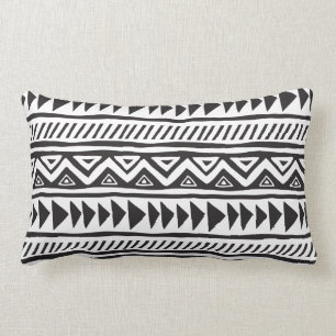 Coussin Rectangle Motif Ethnique Africain Noir Et Blanc