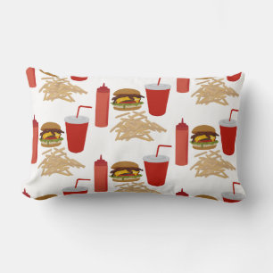 Coussin Rectangle Motif Fast Food Burger Fries