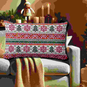 Coussin Rectangle Motif Festif avec étoiles