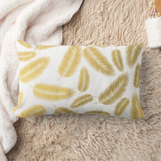 Coussin Rectangle Motif Feuille Faux Gold Palm (Couverture)
