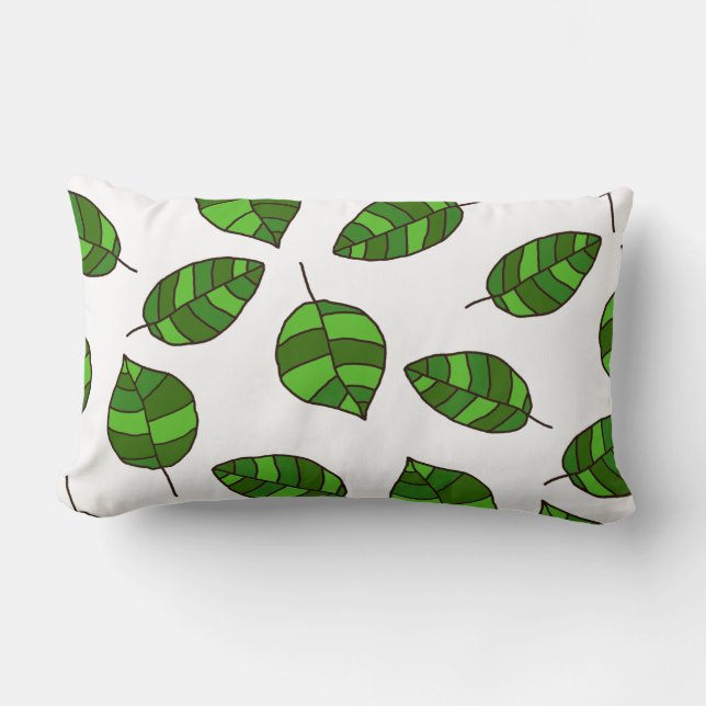 Coussin Rectangle Motif feuille verte réglable (Recto)