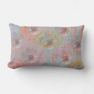 Coussin Rectangle Motif fleuri coloré avec lignes graphiques pointil