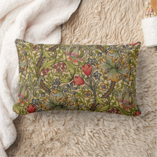Coussin Rectangle Motif floral antique Lily dorée de William Morris