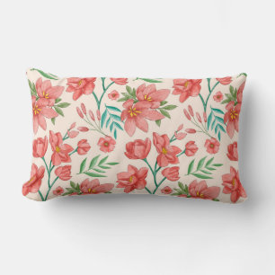 Coussin Rectangle Motif floral aquarelle peint à la main-54098
