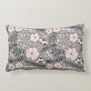 Coussin Rectangle Motif floral blanc blanc blanc blanc gris doux