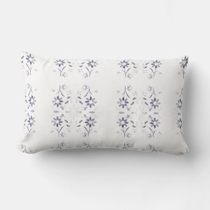 Coussin Rectangle Motif floral bleu et blanc délavé