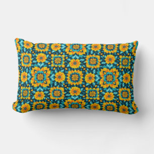 Coussin Rectangle Motif floral bohème sans couture dans un style fol