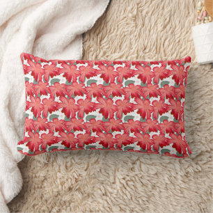 Coussin Rectangle Motif floral de corail vibrant   Fleurs rouges aud