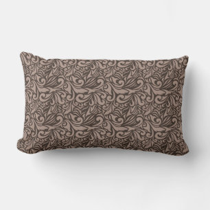 Coussin Rectangle Motif floral marron élégant sur fond rose clair