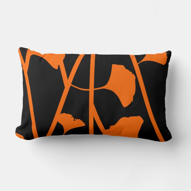 Coussin Rectangle Motif floral noir avec couleur d'accentuation de v (Recto)
