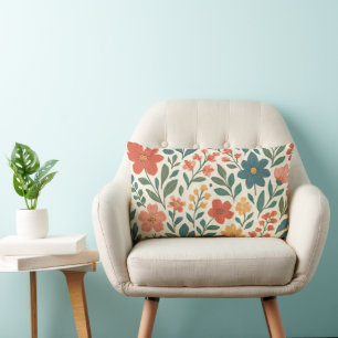 Coussin Rectangle Motif floral peint à la main – Botanique colorée 