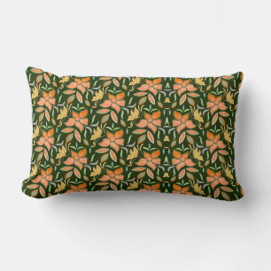 Coussin Rectangle Motif floral riche : fleurs de pêche et feuilles v