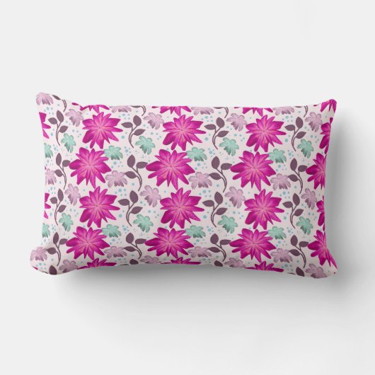 Coussin Rectangle Motif floral rose vibrant | Fleurs modernes audaci (Recto)