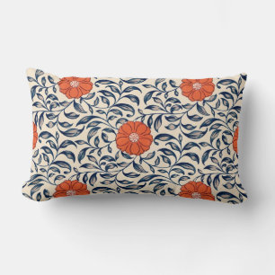 Coussin Rectangle Motif floral sans couture avec fleur orange vibran