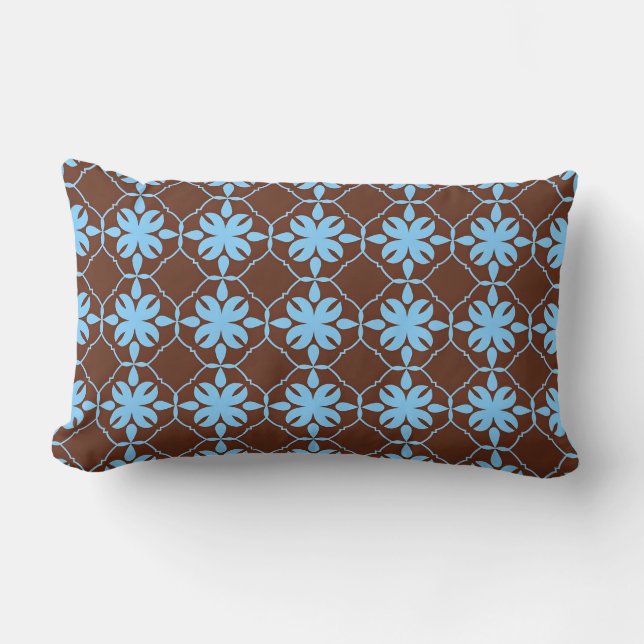 Coussin Rectangle Motif floral sans couture bleu et marron (Recto)