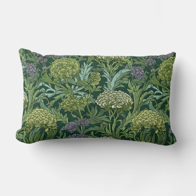 Coussin Rectangle Motif floral sans couture de style William Morris (Recto)