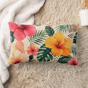 Coussin Rectangle Motif floral sans couture d'Hibiscus Tropical Vibr