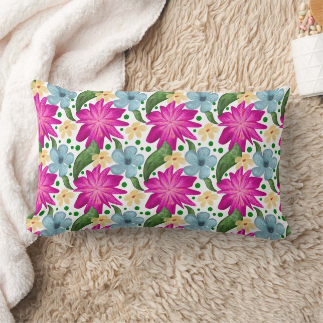Coussin Rectangle Motif floral sans couture | Répétition de fleurs à (Couverture)