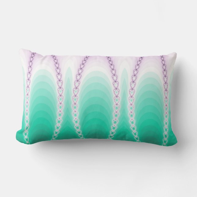 Coussin Rectangle Motif fractal Abstrait - Vert pourpre dégradé (Recto)