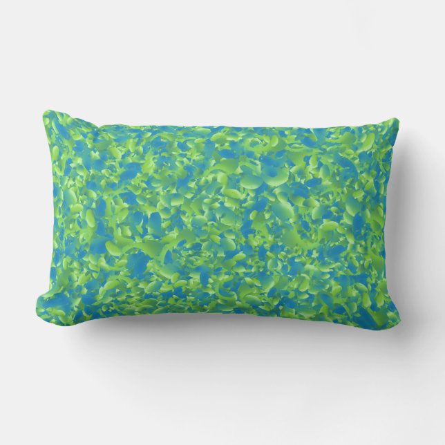 Coussin Rectangle Motif géométrique abstrait bleu vert (Recto)