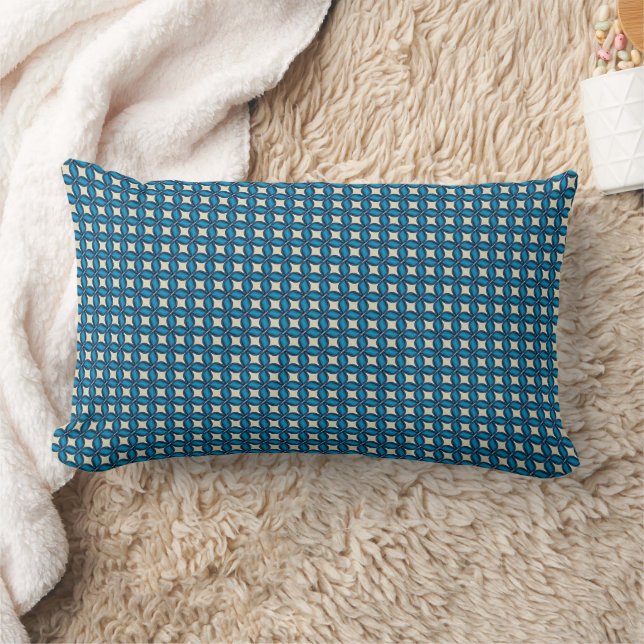 Coussin Rectangle Motif Géométrique Abstrait Interlocking Bleu 1316 (Couverture)