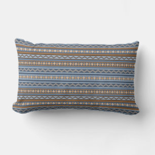 Coussin Rectangle Motif géométrique bleu et marron de style sud-oues