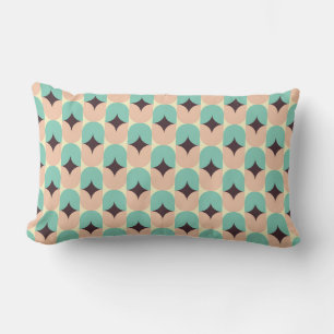 Coussin Rectangle Motif géométrique de formes sarcelle, beige et noi