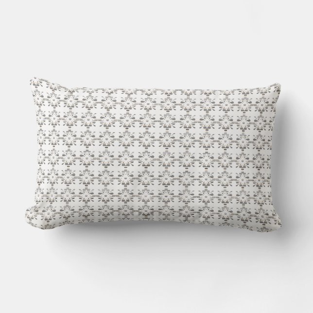 Coussin Rectangle Motif géométrique décoratif gris et blanc (Recto)