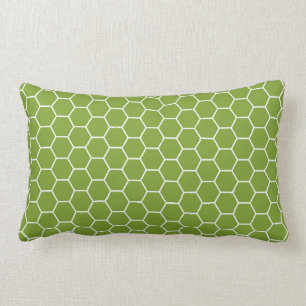 Coussin Rectangle Motif géométrique d'hexagone vert de nid