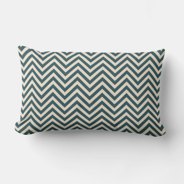 Coussin Rectangle Motif géométrique Emerald Off-White Chevron (Recto)