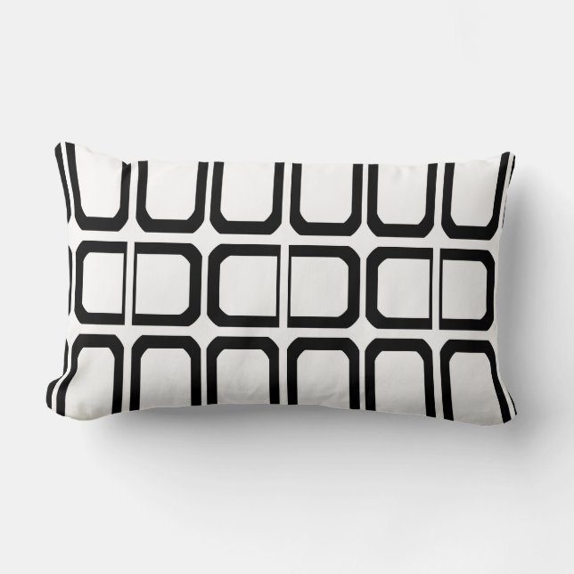 Coussin Rectangle Motif géométrique noir et blanc (Recto)