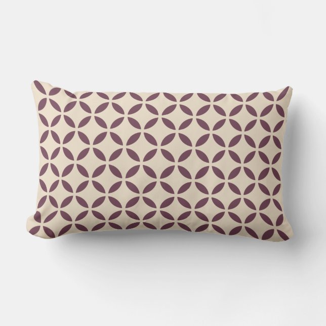 Coussin Rectangle Motif géométrique pétale de fleurs blanches de Bou (Recto)