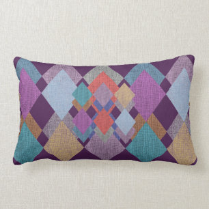 Coussin Rectangle Motif géométrique Purple Lilac bleu Orange jaune