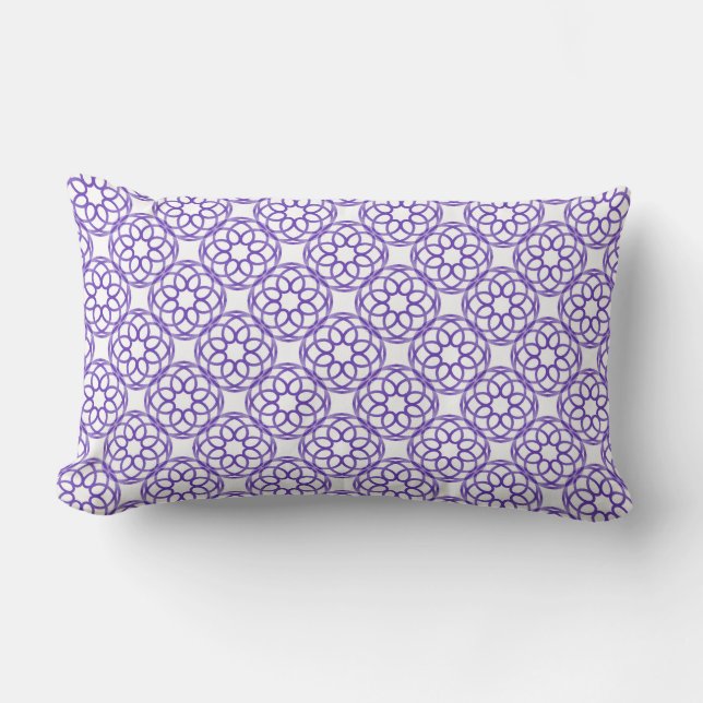 Coussin Rectangle Motif géométrique sans couture blanc violet (Recto)