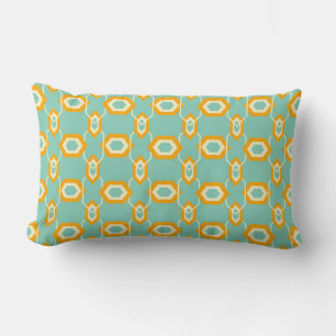 Coussin Rectangle Motif géométrique stylisé en hexagone orange gras