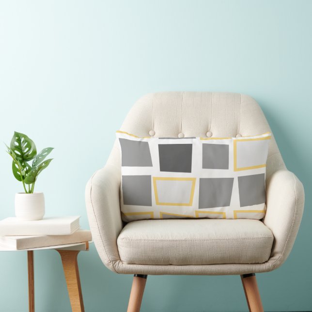 Coussin Rectangle Motif géométrique triangle Abstrait gris et blanc (Chaise)