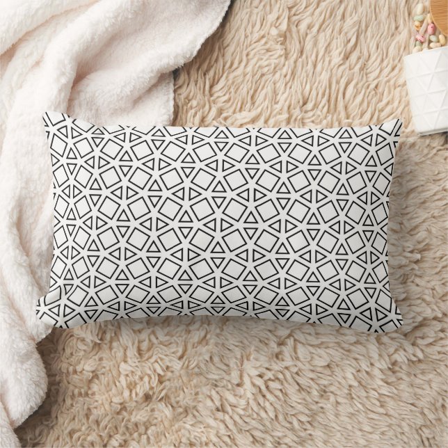 Coussin Rectangle Motif géométrique triangle noir et blanc moderne (Couverture)