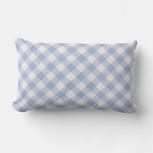 Coussin Rectangle Motif Gingham Bleu Clair Imprimé Carreaux Classiqu (Recto)