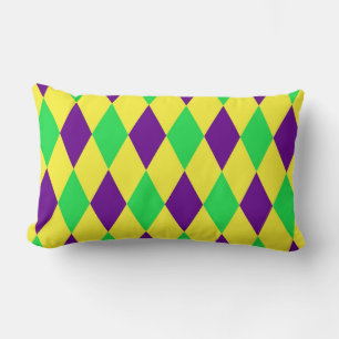 Coussin Rectangle Motif Harlequin Jaune Vert Violet