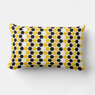 Coussin Rectangle Motif hexagramme Hex Noir Noir Jaune
