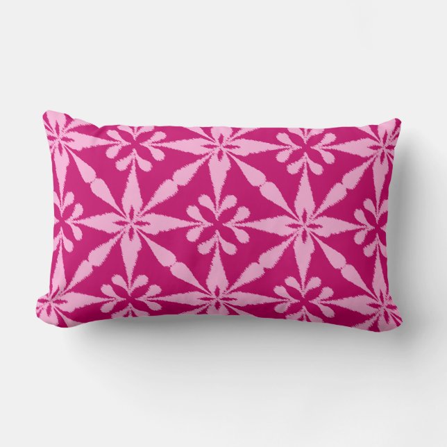 Coussin Rectangle Motif Ikat Star - Fuchsia rose (Recto)