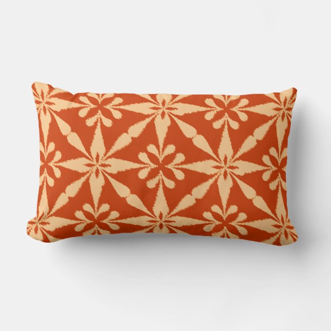 Coussin Rectangle Motif Ikat Star - Mandarin Orange (Recto)