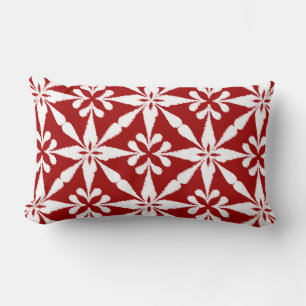 Coussin Rectangle Motif Ikat Star - Rouge foncé et blanc