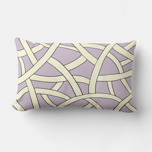 Coussin Rectangle Motif Imaginaire mauve et crème (Recto)