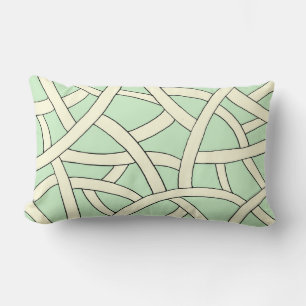 Coussin Rectangle Motif Imaginaire vert et crème tiré à la main