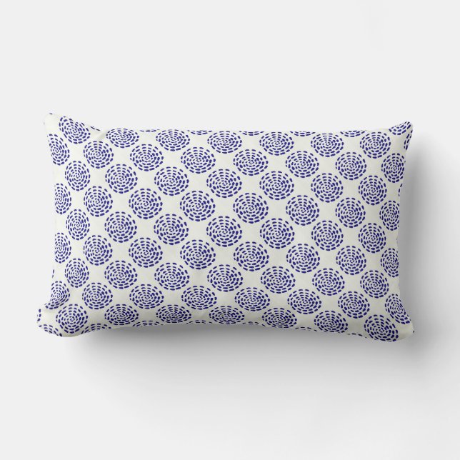 Coussin Rectangle Motif indigo bleu foncé rayé (Recto)