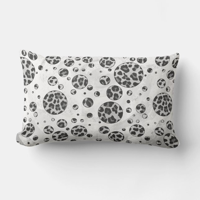 Coussin Rectangle Motif Léopard à pois noir et blanc (Recto)